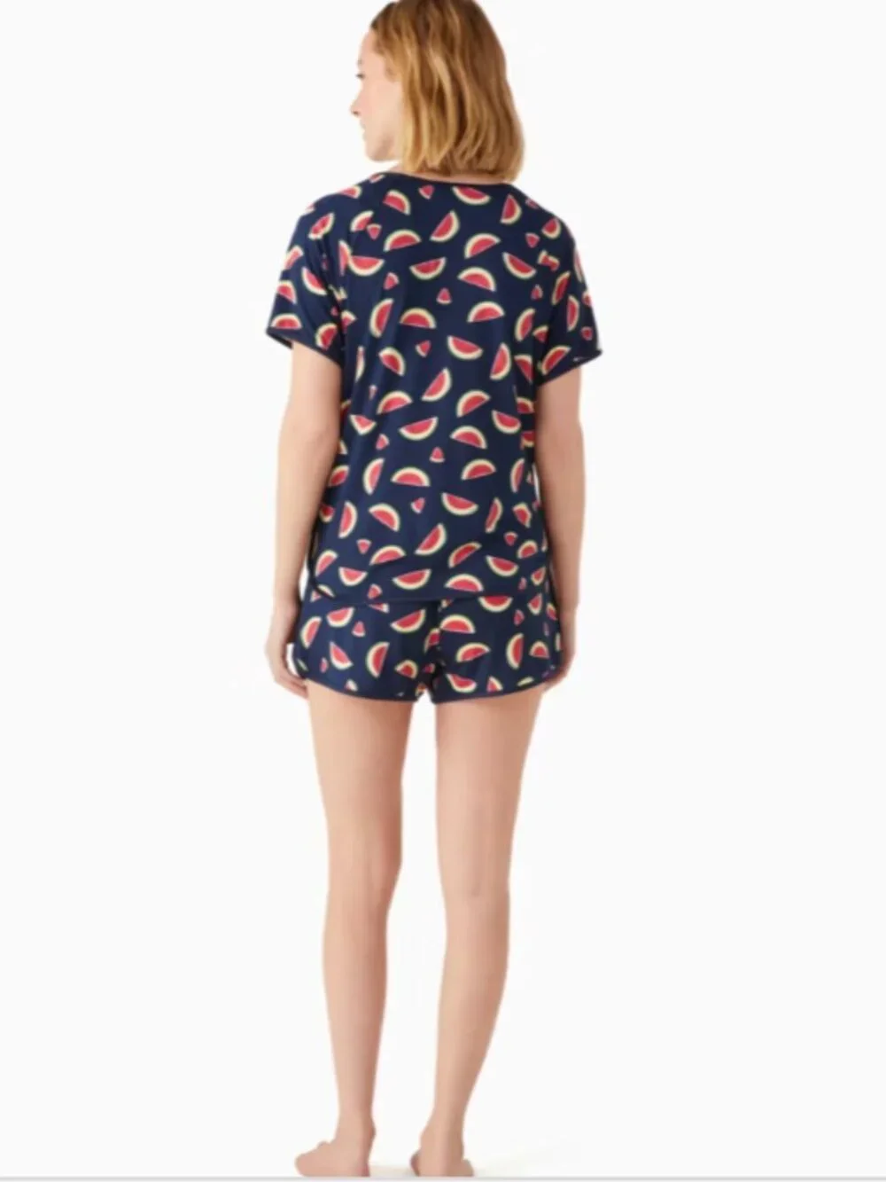 Kate Spade Watermelon Two Piece Pajama Set Size Large Jersey Knit Cozy Travel